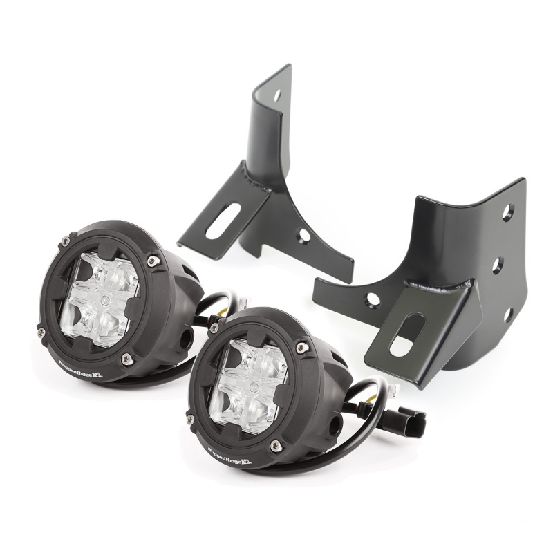 Jeep Wrangler TJ Mounting Brackets - Rugged Ridge - Windshield Bracket LED Kit - Black - `97-`06